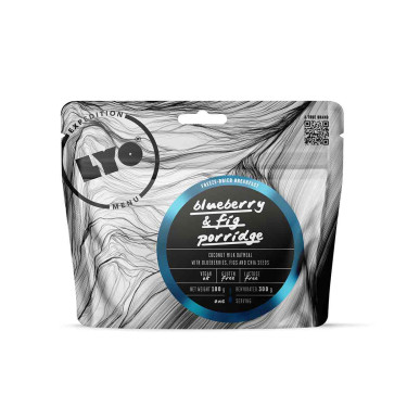 Papas de aveia com coco, mirtilos, figos e sementes de chia