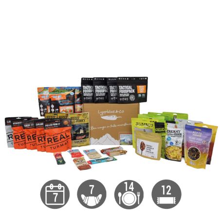 Weitwander-Paket - 7 Tage - Gefriergetrocknete Mahlzeiten und Snacks