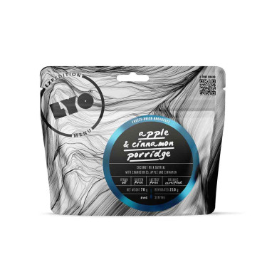 Papas de aveia com maçãs, arandos, canela e sementes de chia biológicas