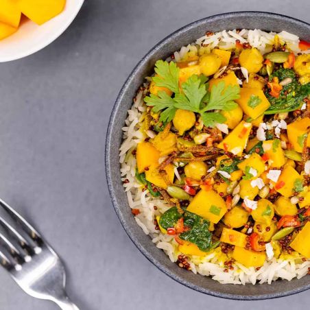 Reis und Gemüse mit indischem Curry - Große Portion