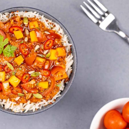 Chili messicano vegetariano e riso