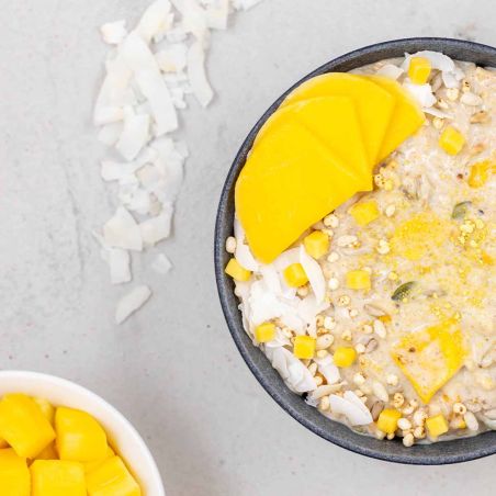 Gepuffter Reis mit Mango
