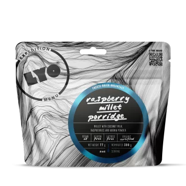 Bio-Hirseporridge mit Himbeeren und Aronia-Beerenpulver