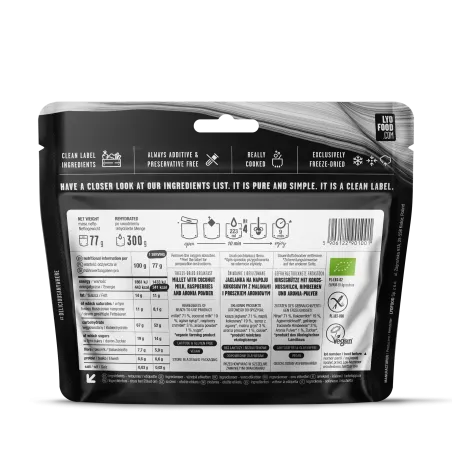 Porridge al miglio bio, lamponi, polvere di bacche di aronia