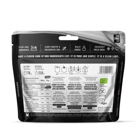 Porridge mele, mirtilli rossi, cannella e semi di chia bio