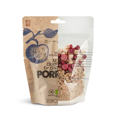 Porridge pommes, canneberges, cannelle bio