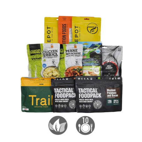 10 100% natural freeze dried food meals