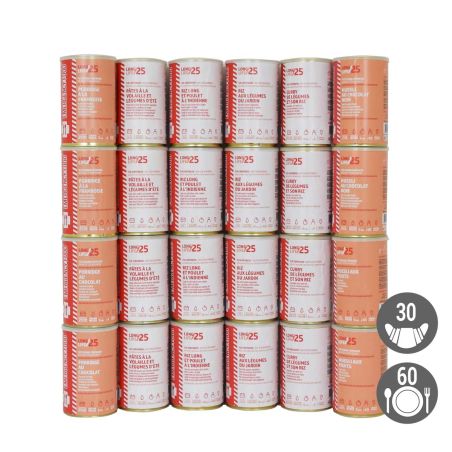 Überlebenspaket 1 Monat - 30 Frühstücke, 60 Mahlzeiten - 25 Jahre Haltbarkeit
