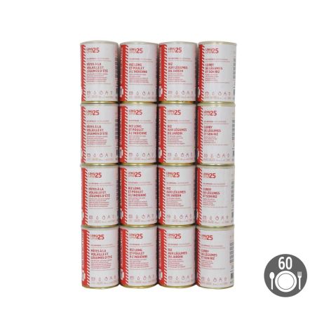 Pack Sobrevivência 1 mês - 60 Refeições - Armazenamento 25 anos