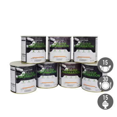 Kit Sopravvivenza 15 Giorni - 15 Colazioni, 30 Pasti, 15 Dessert - Conservazione 25 Anni