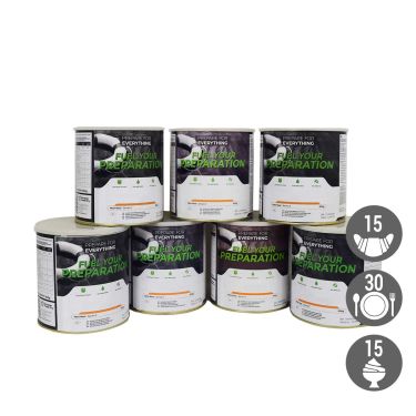 Kit Sopravvivenza 15 Giorni Vegetariano - 15 Colazioni, 30 Pasti, 15 Dessert - Conservazione 25 Anni