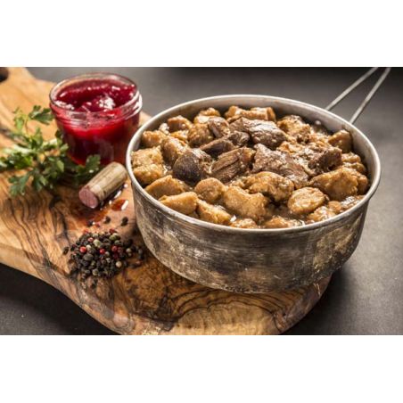 Hjortgryta med potatisbullar - Självvärmande