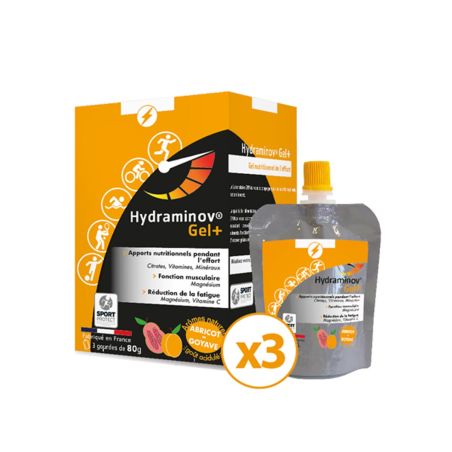 Hydraminov Gel+ - Gel nutricional Effinov x 3 - Albaricoque, guayaba