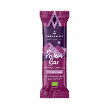 Ekologisk proteinbar Moonvalley - Hallon täckt med choklad