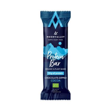 Barretta proteica bio Moonvalley - Cacao ricoperta di cioccolato
