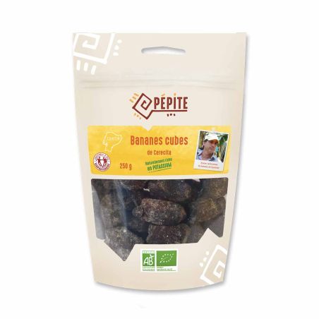 Kostki suszonych bananów bio
