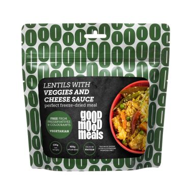 Linser med grøntsager og ostesauce