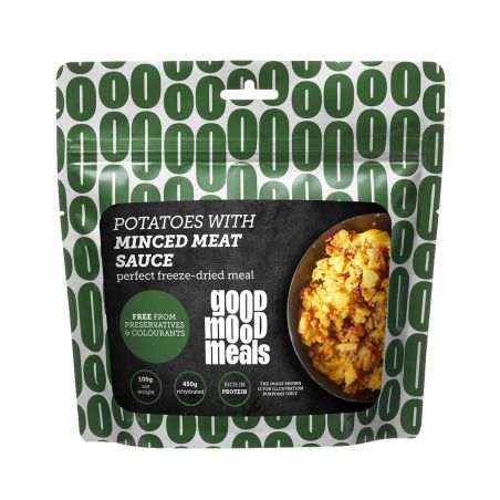 Patatas en salsa y carne picada