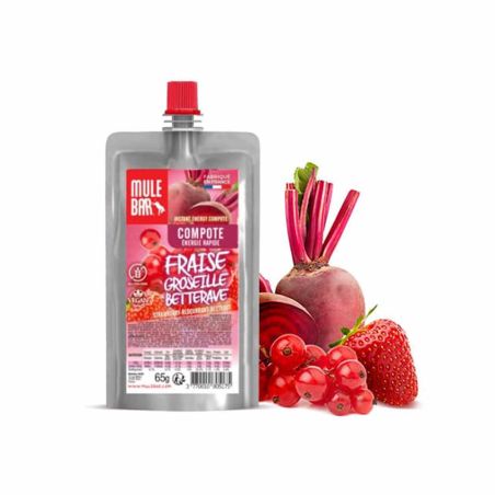 Compote énergétique vegan 65g : Fraise - Groseille - Betterave