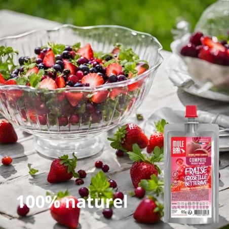 Compote énergétique vegan 65g : Fraise - Groseille - Betterave