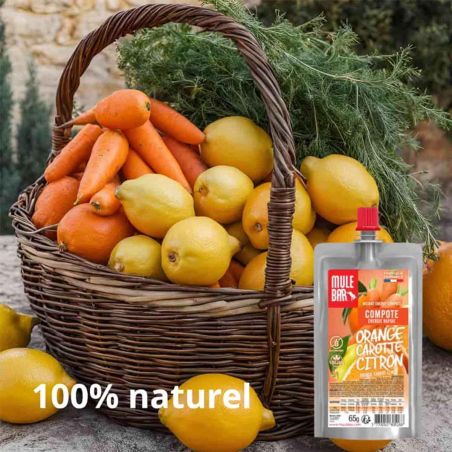 Compote énergétique vegan 65g : Orange - Carotte - Citron