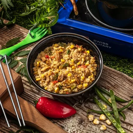 Hähnchen, gebratener Reis mit Gemüse - Doppelte Portion