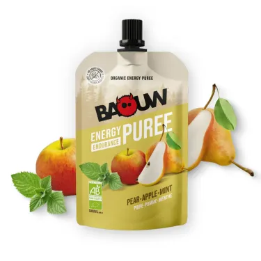 Compote énergétique bio Baouw - Poire, pomme, menthe