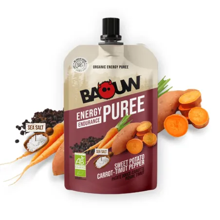 Compota energética bio Baouw - Batata-doce, cenoura, pimenta timut