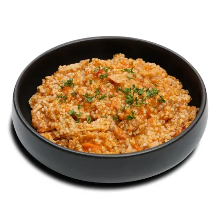 Perlgraupen mit Schweinefleisch