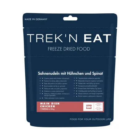 Pasta mit Sahnesauce, Hähnchen und Spinat