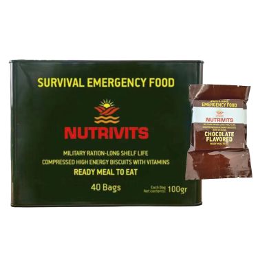 Nutrivits Emergency Biscuits Box x 40 - Chocolate - 15 year shelf life