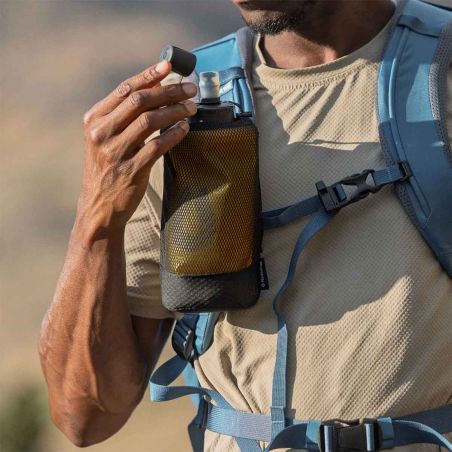 Hydrapak drinkfles en bijbehorende flessenhouder