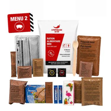 Ration MRE autochauffante 12H - Menu 2 - Porc