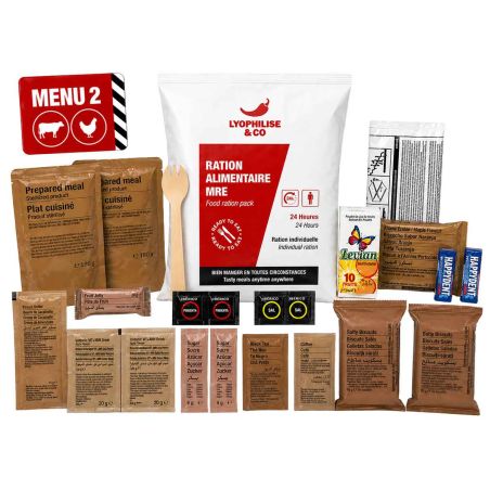 Zelfverwarmend MRE-rantsoen 24H - Menu 2 - Rund, Kip