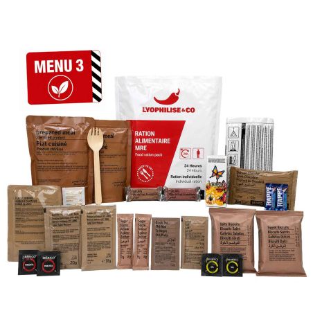 Razione MRE autoriscaldante 24H - Menu 3 - Vegetariano