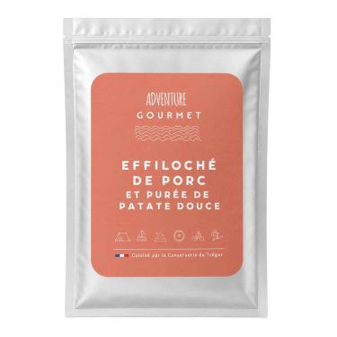 Porco desfiado com puré de batata-doce