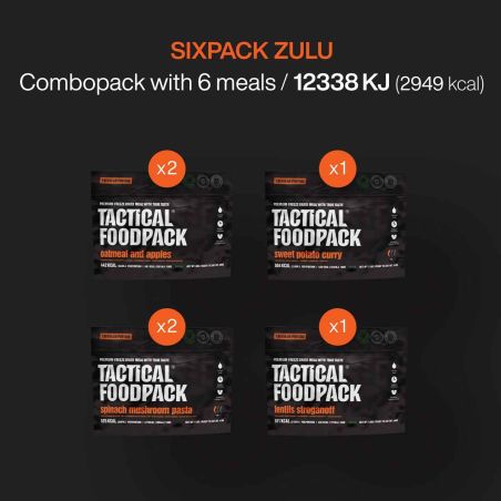 Kit da 6 cibo liofilizzato vegetariano Tactical Foodpack - Zulu