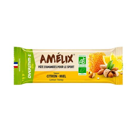 Barretta energetica bio Amélix Overstim.s - Pasta di mandorle, limone e miele