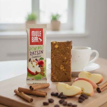 Luomu-energiapatukka Mulebar – Omena, rusinat ja kaneli