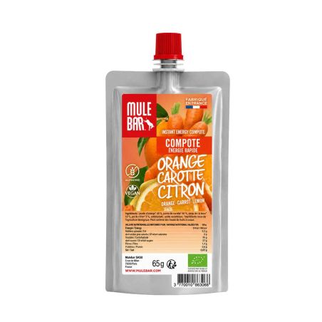 Compote énergétique Mulebar - Orange, carotte, citron